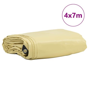 vidaXL Τέντα 650g / m² Μπεζ 4 x 7 m Καμβάς με επικάλυψη PVC