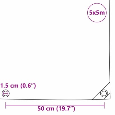 vidaXL Τέντα 650g / m² Πορτοκαλί 5 x 5 m Καμβάς με επικάλυψη PVC