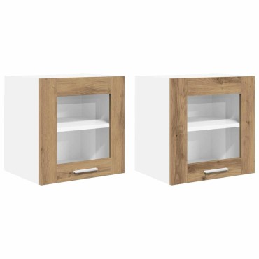 vidaXL Κρεμαστό ντουλάπι 2 τμχ. Artisan Oak Επεξεργασμένο Ξύλο
