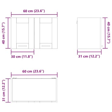 vidaXL Κρεμαστό ντουλάπι Παλιό ξύλο 60x31x40cm Επεξεργασμένο Ξύλο