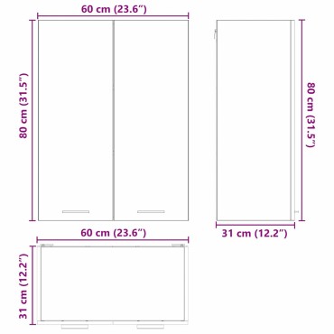 vidaXL Κρεμαστό ντουλάπι Σκυρόδεμα Γκρι 60x31x80cm
