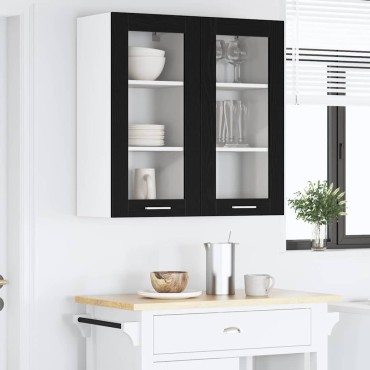 vidaXL Κρεμαστό ντουλάπι Μαύρη Οξυά 40x31x80cm