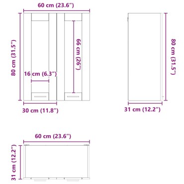 vidaXL Κρεμαστό ντουλάπι Καπνιστό Δρύς 60x31x80cm
