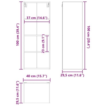 vidaXL Κρεμαστό ντουλάπι Παλιό ξύλο 40x29,5x100cm