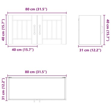 vidaXL Ντουλάπα Τοίχου LUCCA Καπνισμένο Ξύλο Δρυός 80x31x40 εκ