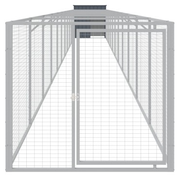vidaXL Σπιτάκι Σκύλου με Αυλή Ανθρακί 110x1221x110 εκ. Γαλβαν. Χάλυβας