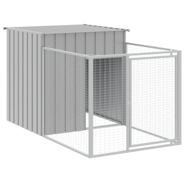 vidaXL Σπιτάκι Σκύλου με Αυλή Αν. Γκρι 110x609x110 εκ. Γαλβαν. Χάλυβας