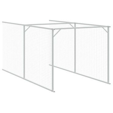 vidaXL Σπιτάκι Σκύλου με Αυλή Αν. Γκρι 110x609x110 εκ. Γαλβαν. Χάλυβας