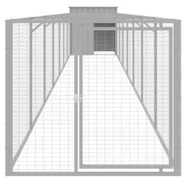vidaXL Σπιτάκι Σκύλου με Αυλή Αν. Γκρι 110x813x110 εκ. Γαλβαν. Χάλυβας