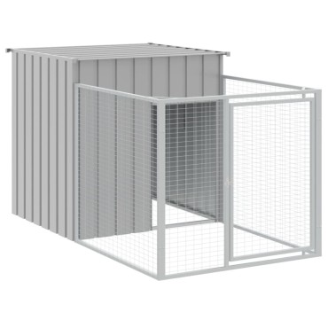 vidaXL Σπιτάκι Σκύλου με Αυλή Αν. Γκρι 110x813x110 εκ. Γαλβαν. Χάλυβας