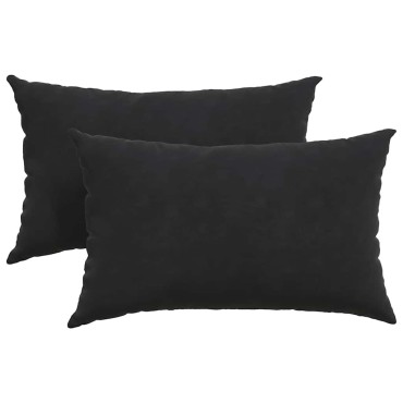 vidaXL Μαξιλάρι Καναπέ 2 pcs Μαύρο 50x30cm Υφασμάτινο Κορντουρά