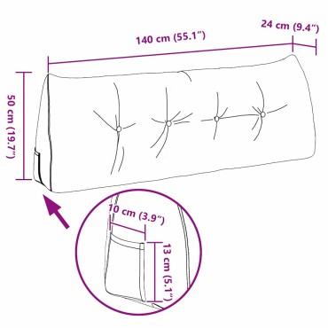 vidaXL Μαξιλάρι Πλάτης Ανοιχτό Πράσινο 140 x 24 x 50 εκ Βελούδο