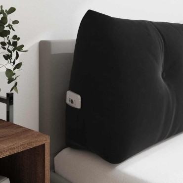 vidaXL Μαξιλάρι Πλάτης Μαύρο 140 x 24 x 50 εκ Βελούδο