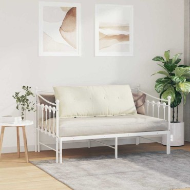 vidaXL Μαξιλάρι Πλάτης Κρεμ 120 x 50 cm Υφασμάτινο Κορντουρά