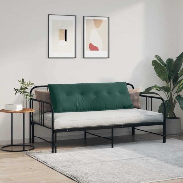 vidaXL Μαξιλάρι Πλάτης Σκούρο Πράσινο 140 x 50 cm Υφασμάτινο Κορντουρά