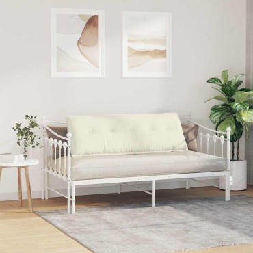 vidaXL Μαξιλάρι Πλάτης Κρεμ 140 x 50 cm Υφασμάτινο Κορντουρά