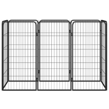vidaXL Κλουβί Σκύλου 8 Πάνελ Μαύρο 50x100 εκ. Ατσάλι με Βαφή Πούδρας