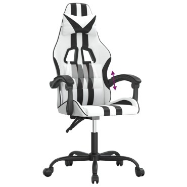 vidaXL Καρέκλα Gaming Λευκό/Μαύρο από Συνθετικό Δέρμα 57,5x59,5x(121-131)cm 1 τεμ.