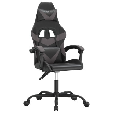 vidaXL Καρέκλα Gaming Μαύρο/Γκρι από Συνθετικό Δέρμα 57,5x59,5x(121-131)cm 1 τεμ.