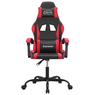 vidaXL Καρέκλα Gaming Μασάζ Μαύρο/Κόκκινο από Συνθετικό Δέρμα 57,5x59,5x(121-131)cm 1 τεμ.