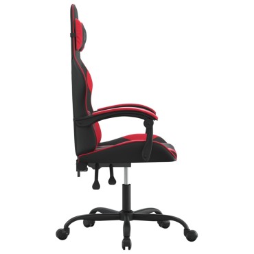 vidaXL Καρέκλα Gaming Μασάζ Μαύρο/Κόκκινο από Συνθετικό Δέρμα 57,5x59,5x(121-131)cm 1 τεμ.