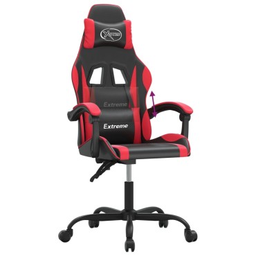 vidaXL Καρέκλα Gaming Μασάζ Μαύρο/Κόκκινο από Συνθετικό Δέρμα 57,5x59,5x(121-131)cm 1 τεμ.