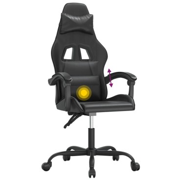 vidaXL Καρέκλα Gaming Περιστρεφόμενη Μαύρη από Συνθετικό Δέρμα 57,5x59,5x(121-131)cm 1 τεμ.