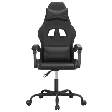 vidaXL Καρέκλα Gaming Περιστρεφόμενη Μαύρη από Συνθετικό Δέρμα 57,5x59,5x(121-131)cm 1 τεμ.