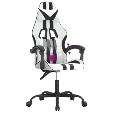 vidaXL Καρέκλα Gaming Περιστρεφόμενη Λευκή/Μαύρη από Συνθετικό Δέρμα 57,5x59,5x(121-131)cm 1 τεμ.