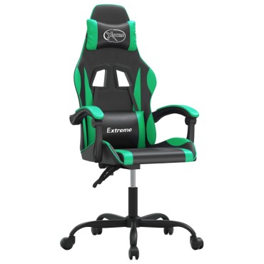 vidaXL Καρέκλα Gaming Περιστρεφόμενη Μαύρη/Πράσινη από Συνθετικό Δέρμα 57,5x59,5x(121-131)cm 1 τεμ.