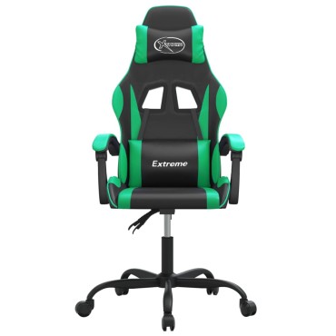 vidaXL Καρέκλα Gaming Περιστρεφόμενη Μαύρη/Πράσινη από Συνθετικό Δέρμα 57,5x59,5x(121-131)cm 1 τεμ.