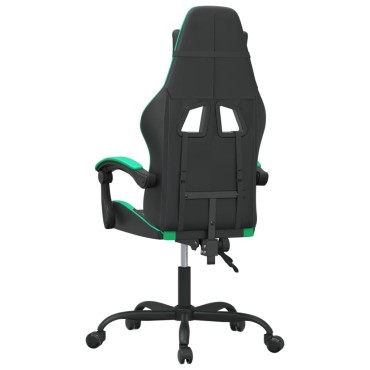 vidaXL Καρέκλα Gaming Περιστρεφόμενη Μαύρη/Πράσινη από Συνθετικό Δέρμα 57,5x59,5x(121-131)cm 1 τεμ.