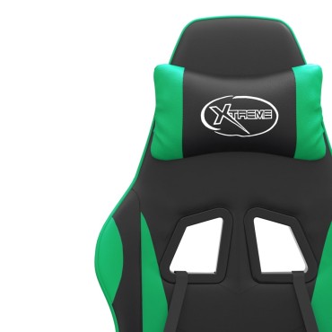 vidaXL Καρέκλα Gaming Περιστρεφόμενη Μαύρη/Πράσινη από Συνθετικό Δέρμα 57,5x59,5x(121-131)cm 1 τεμ.