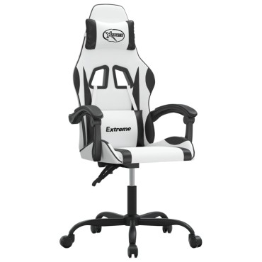 vidaXL Καρέκλα Gaming Περιστρεφόμενη Λευκή/Μαύρη από Συνθετικό Δέρμα 57,5x59,5x(121-131)cm 1 τεμ.