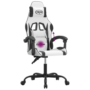 vidaXL Καρέκλα Gaming Περιστρεφόμενη Λευκή/Μαύρη από Συνθετικό Δέρμα 57,5x59,5x(121-131)cm 1 τεμ.