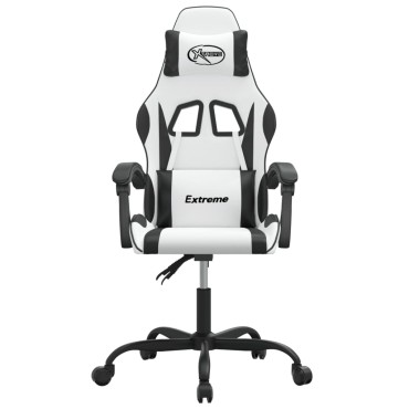 vidaXL Καρέκλα Gaming Περιστρεφόμενη Λευκή/Μαύρη από Συνθετικό Δέρμα 57,5x59,5x(121-131)cm 1 τεμ.