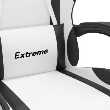 vidaXL Καρέκλα Gaming Περιστρεφόμενη Λευκή/Μαύρη από Συνθετικό Δέρμα 57,5x59,5x(121-131)cm 1 τεμ.