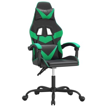 vidaXL Καρέκλα Gaming Μαύρο/πράσινο από Συνθετικό Δέρμα 57,5x59,5x(121-131)cm 1 τεμ.
