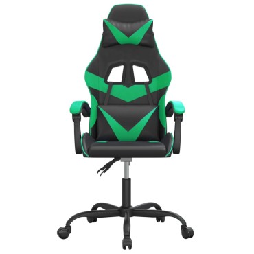 vidaXL Καρέκλα Gaming Μαύρο/πράσινο από Συνθετικό Δέρμα 57,5x59,5x(121-131)cm 1 τεμ.