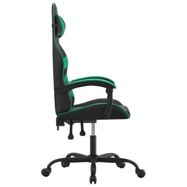 vidaXL Καρέκλα Gaming Μαύρο/πράσινο από Συνθετικό Δέρμα 57,5x59,5x(121-131)cm 1 τεμ.