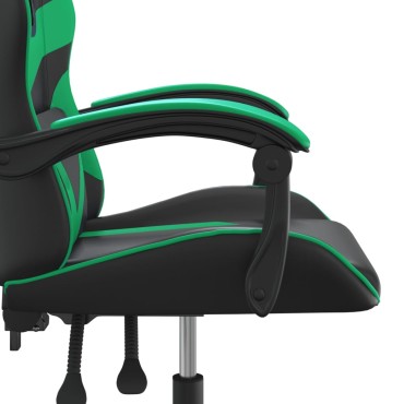 vidaXL Καρέκλα Gaming Μαύρο/πράσινο από Συνθετικό Δέρμα 57,5x59,5x(121-131)cm 1 τεμ.
