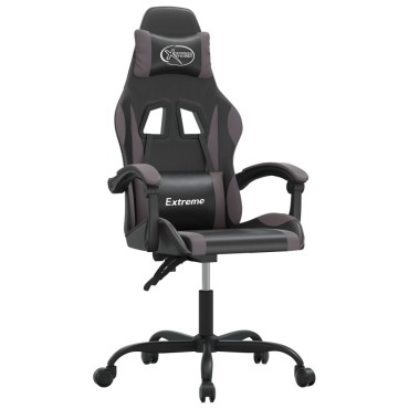 vidaXL Καρέκλα Gaming Μαύρο/Γκρι από Συνθετικό Δέρμα 57,5x59,5x(121-131)cm 1 τεμ.