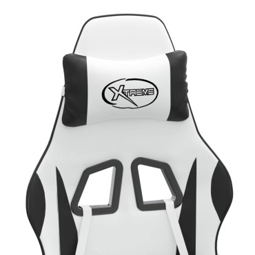 vidaXL Καρέκλα Gaming με Υποπόδιο Λευκό και Μαύρο από Συνθετικό Δέρμα 57,5x59,5x(121-131)cm 1 τεμ.