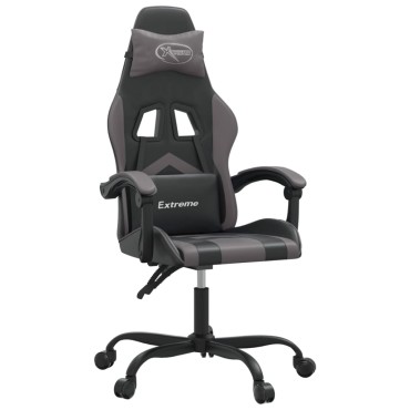 vidaXL Καρέκλα Gaming Μαύρο/Γκρι από Συνθετικό Δέρμα 57,5x59,5x(121-131)cm 1 τεμ.