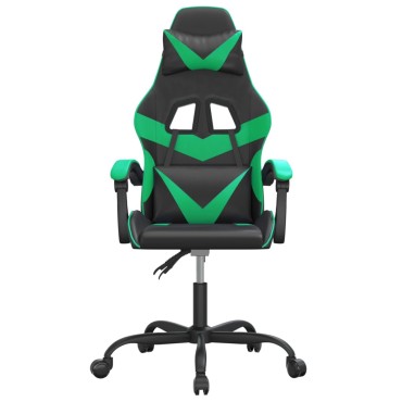 vidaXL Καρέκλα Gaming Περιστρεφόμενη Μαύρη/Πράσινη από Συνθετικό Δέρμα 57,5x59,5x(121-131)cm 1 τεμ.