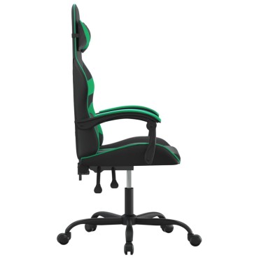 vidaXL Καρέκλα Gaming Περιστρεφόμενη Μαύρη/Πράσινη από Συνθετικό Δέρμα 57,5x59,5x(121-131)cm 1 τεμ.