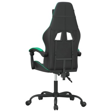 vidaXL Καρέκλα Gaming Περιστρεφόμενη Μαύρη/Πράσινη από Συνθετικό Δέρμα 57,5x59,5x(121-131)cm 1 τεμ.