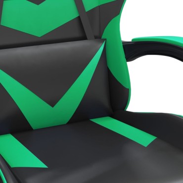 vidaXL Καρέκλα Gaming Περιστρεφόμενη Μαύρη/Πράσινη από Συνθετικό Δέρμα 57,5x59,5x(121-131)cm 1 τεμ.