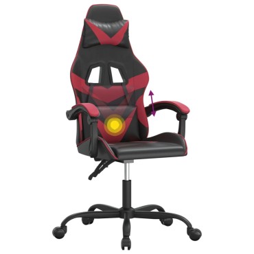 vidaXL Καρέκλα Gaming Περιστρεφόμενη Μαύρη/Μπορντό από Συνθετικό Δέρμα 57,5x59,5x(121-131)cm 1 τεμ.