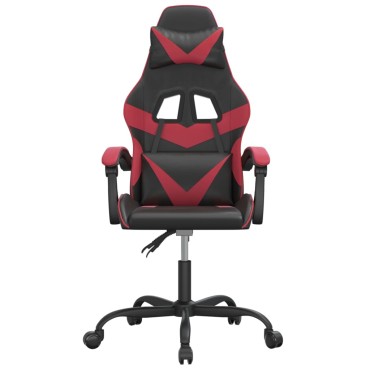 vidaXL Καρέκλα Gaming Περιστρεφόμενη Μαύρη/Μπορντό από Συνθετικό Δέρμα 57,5x59,5x(121-131)cm 1 τεμ.
